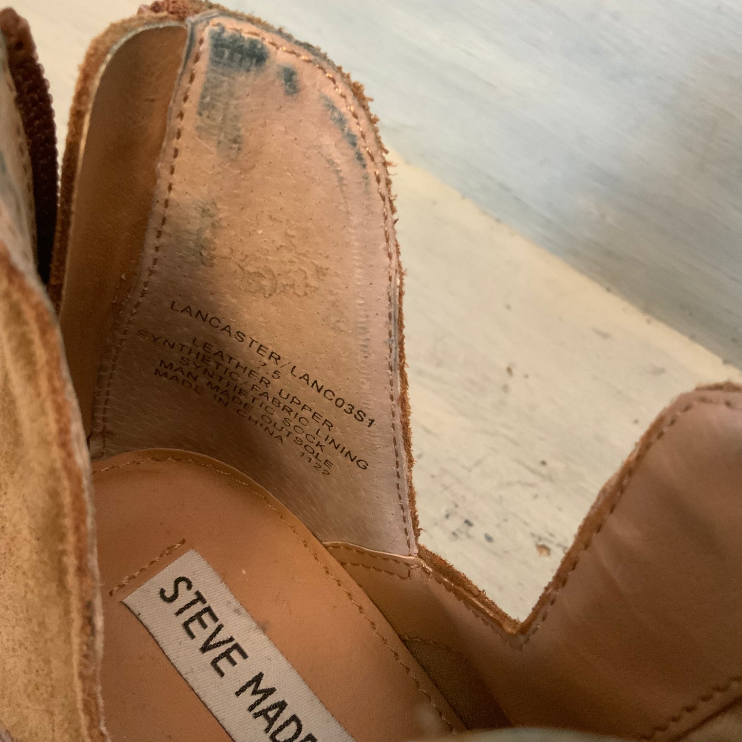 Steve Madden Lancaster Camel Brown Leather Ankle Bootie Boot Size 7.5 Good Condition