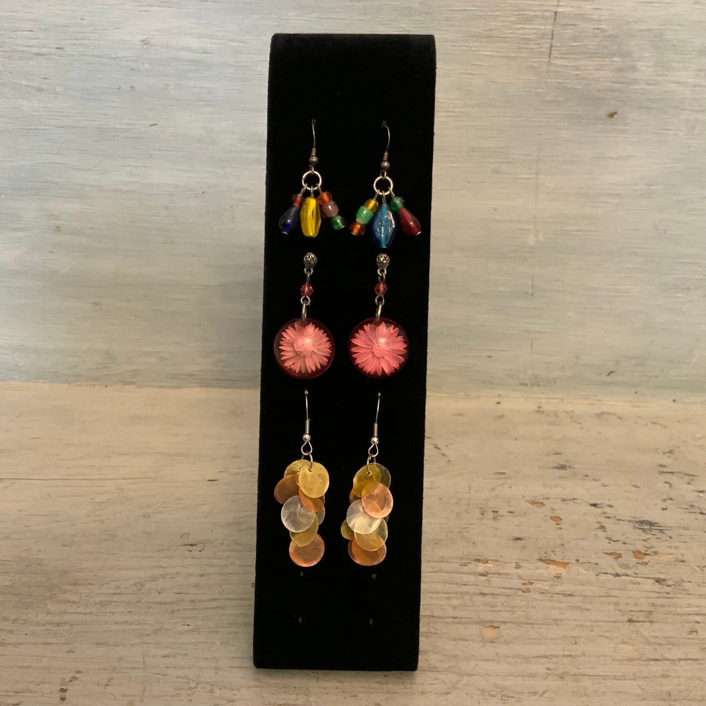 Set of Three Colorful Fun Dangling Earrings Good Condition