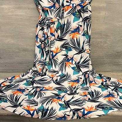 Time and Tru Tropical Print Wrap Dress Large Like New