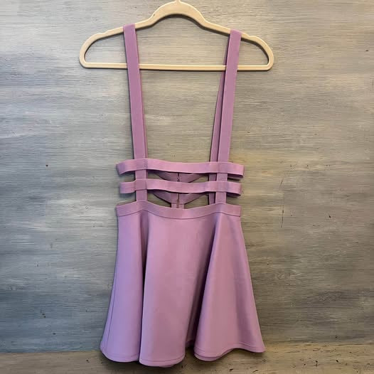 Urban CoCo Retro Lilac Purple Bib Overall Mini Dress Medium Good Condition