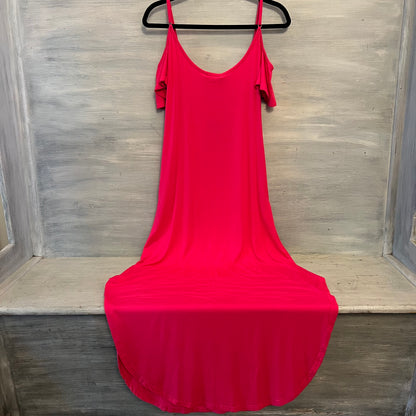 White Mark Fuchsia Pink Off Shoulder Flutter Sleeve Maxi Dress Size Medium New with Tags