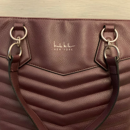 Nicole Miller Burgundy Faux Leather Shoulder Bag Purse Good Condition