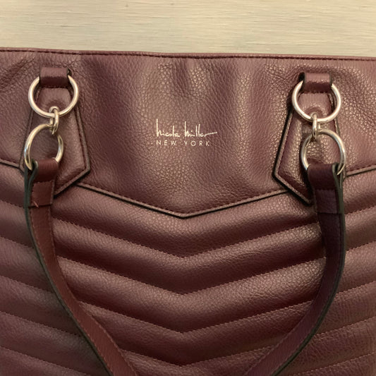 Nicole Miller Burgundy Faux Leather Shoulder Bag Purse Good Condition