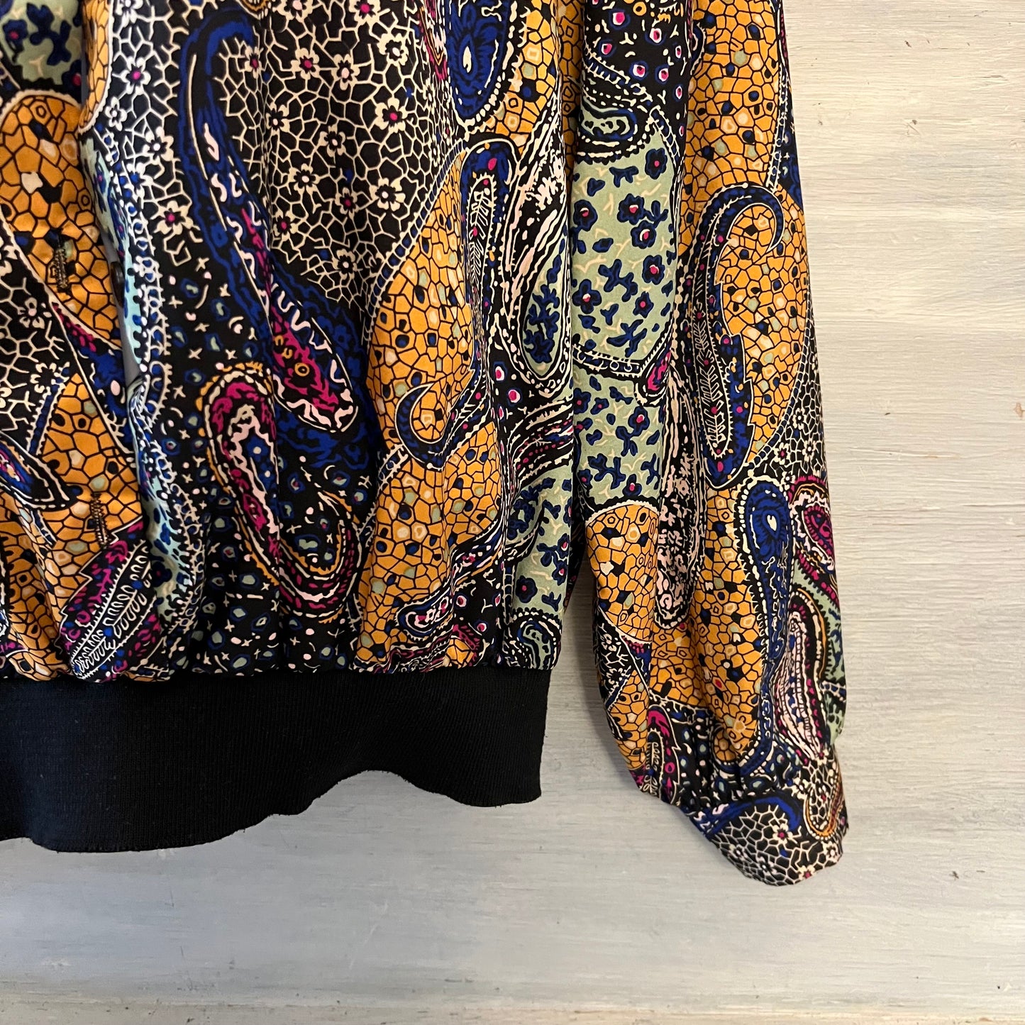 Vintage 80's Judy Bond Paisley Print Collared Button Down Blouse Size 16 Good Condition