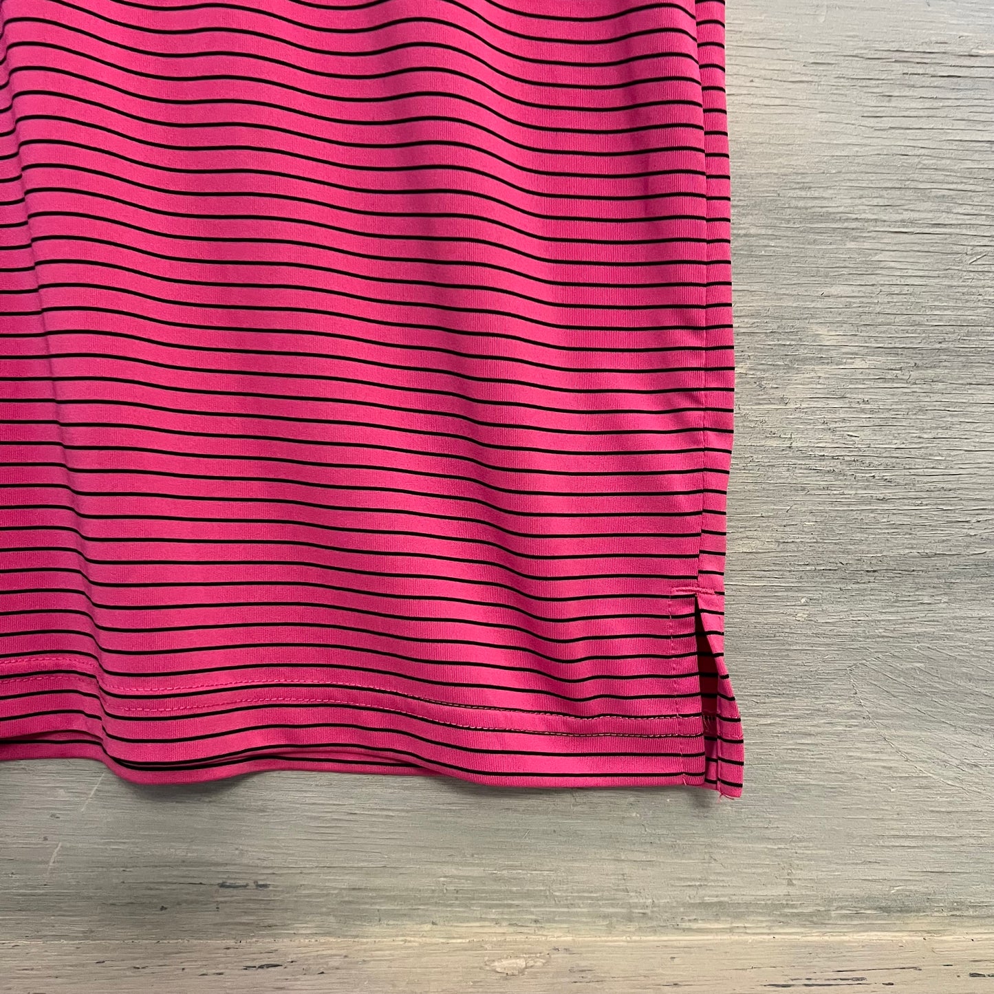 PGA Tour Hot Pink Black Stripe Polo Golf Shirt Medium Like New