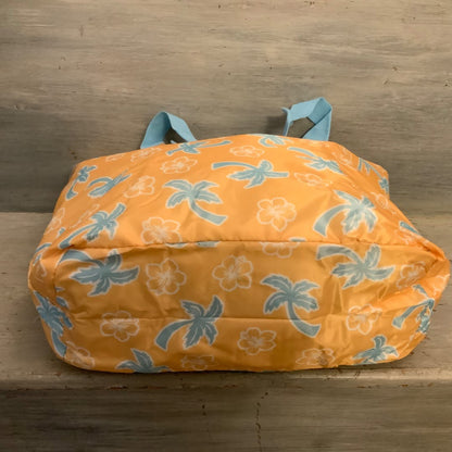 California Innovation Yellow Blue Palm Tree Hibiscus Flower Thermal Tote Bag Like New