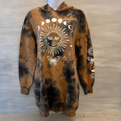 No Boundaries Tie Dye Graphic Print Oversized Pullover Hoodie Size Small(3-5) Good Condition