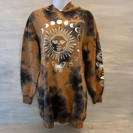 No Boundaries Tie Dye Graphic Print Oversized Pullover Hoodie Size Small(3-5) Good Condition