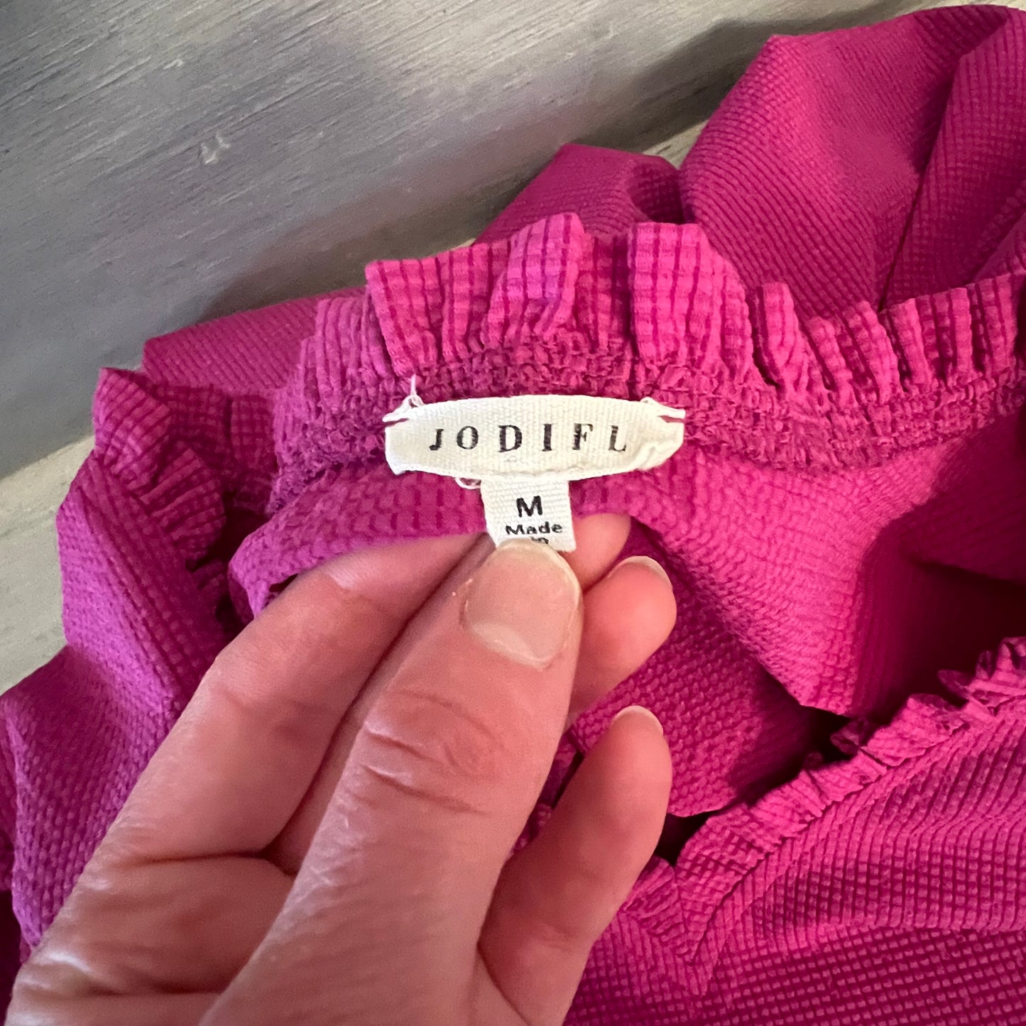 Jodifl Fuchsia Ruffle Vneck Babydoll Peplum Blouse Size Medium Good Condition
