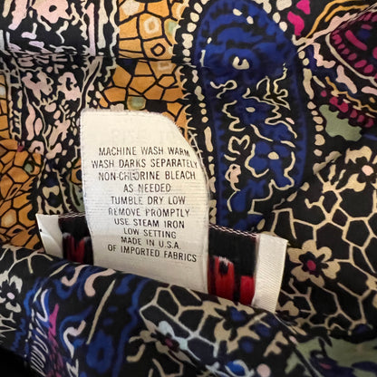 Vintage 80's Judy Bond Paisley Print Collared Button Down Blouse Size 16 Good Condition