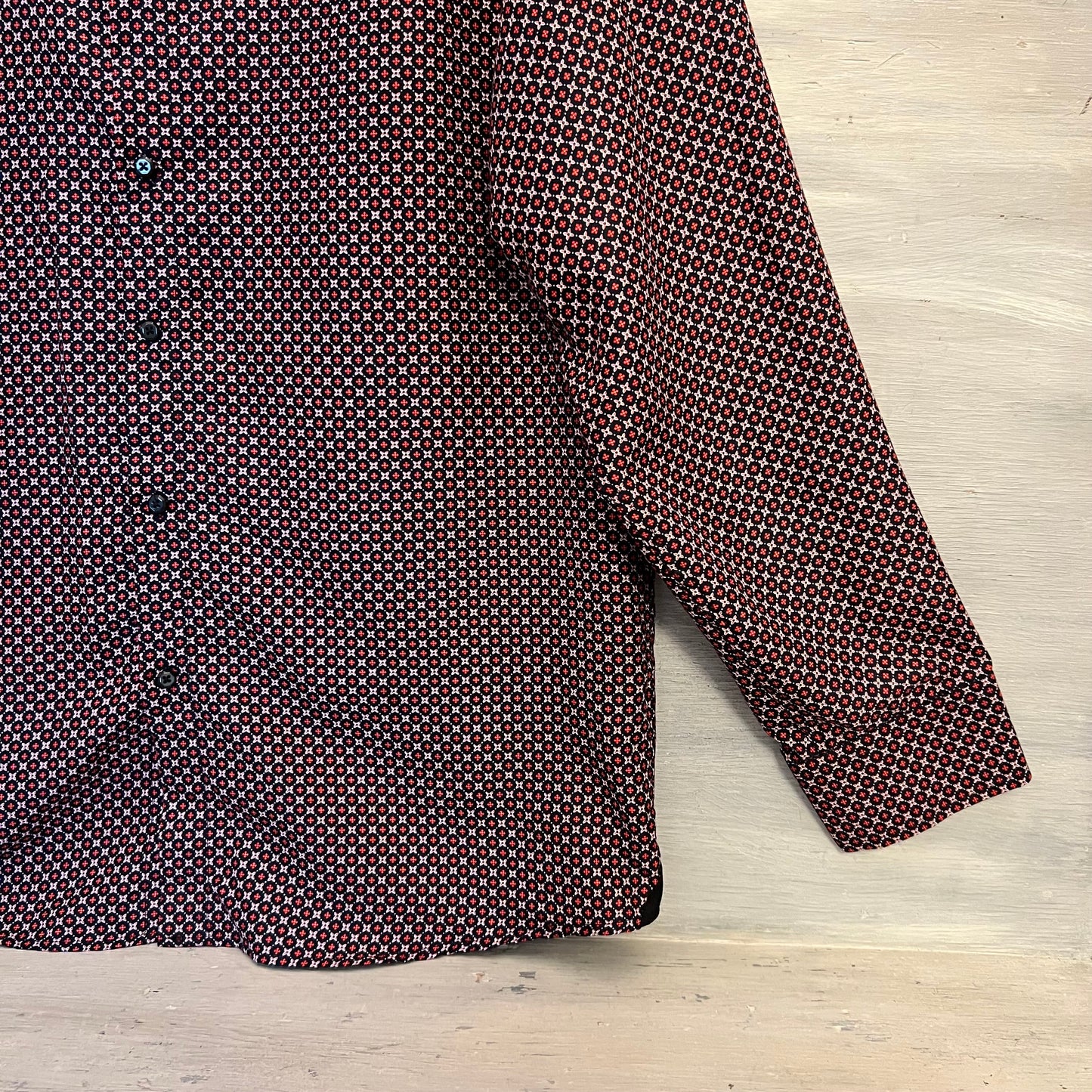 SilverStone Collection Geometric Floral Motif Print Button Down Dress Shirt 3X Like New