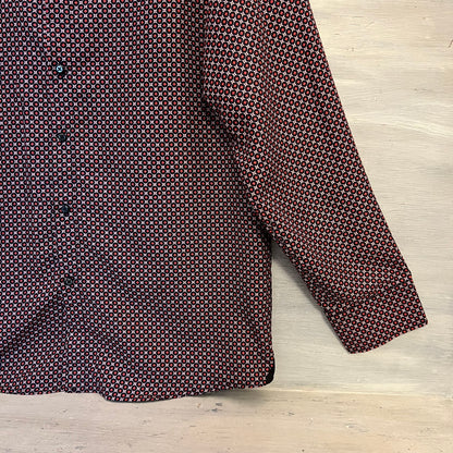 SilverStone Collection Geometric Floral Motif Print Button Down Dress Shirt 3X Like New