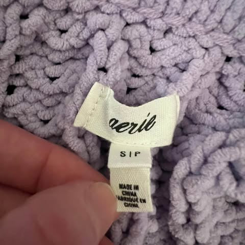 Aerie Lilac Purple Oversized Velour Cable Knit Pullover Size S/P Good Condition