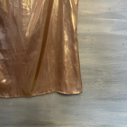 Worthington Champagne Shimmer Sleeveless V Neck Blouse Size Medium Like New