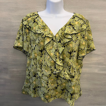 Vintage Norton McNaughton 2 Piece Daisy Print Blouse & Skirt Size 12 Good Condition