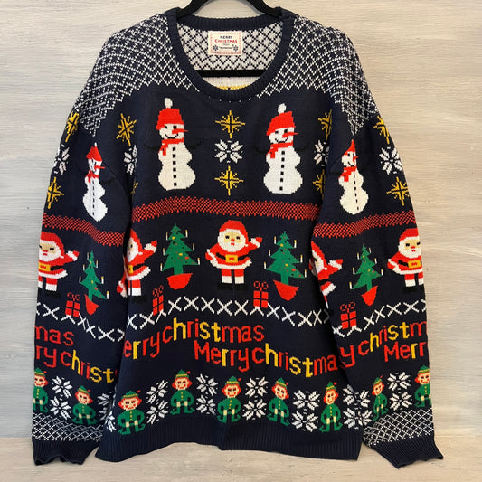 Daisys Boutique UNISEX Merry Christmas Navy Pullover Crewneck Sweater Good Condition