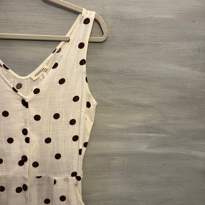 Monteau Los Angeles Cream Brown Polka Dot Vneck Jumpsuit Size Medium New with Tags