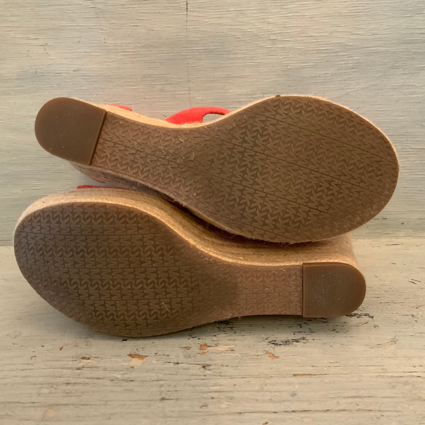 Michael Michael Kors Coral Canvas Espadrille Wedge Sandals Size 7 Good Condition