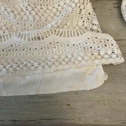 Rachel Kate Fashion Collective Cream Crochet Open Knit Boho Blouse Size Small Good Condition