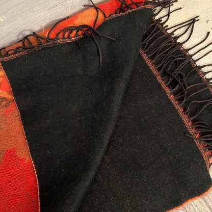 Elegant Soft Red Floral Knit Wrap Scarf Good Condition