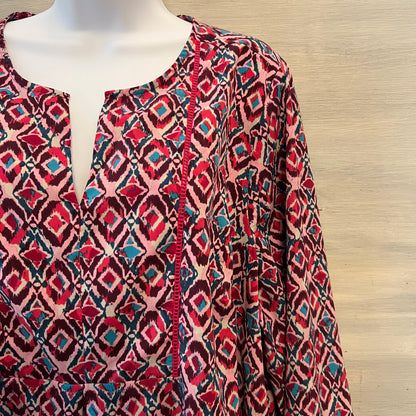 Lane Bryant Geometric Abstract Print Lightweight Tunic Top Blouse Size 18/20 Good Condition