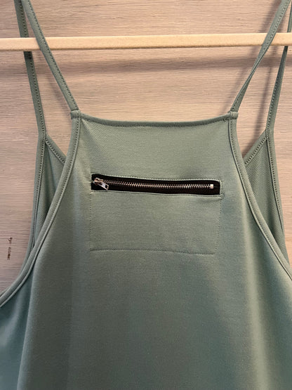 Seafoam Green Sleeveless Vneck Slouchy Racerback Jumpsuit Size Large Good Condition