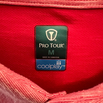 Pro Tour Coolplay Coral Heathered Short Sleeve Casual Polo Shirt Size Medium Good Condition