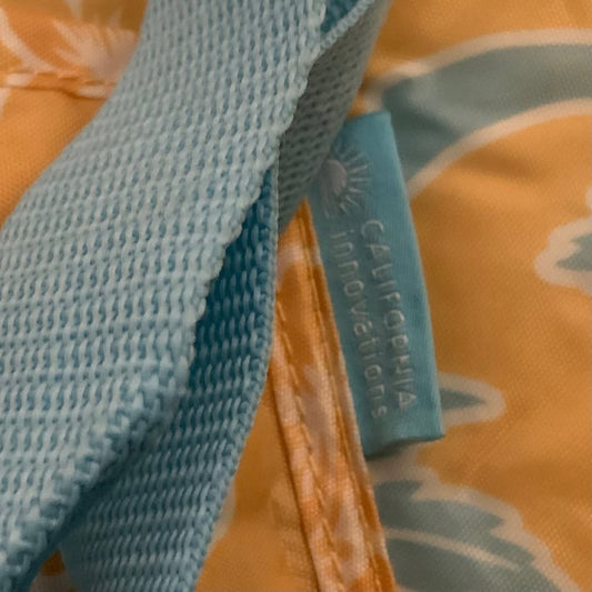 California Innovation Yellow Blue Palm Tree Hibiscus Flower Thermal Tote Bag Like New