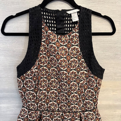 H&M Fit Flare Razorback Eyelet Shoulder and Back Dress Floral Tapestry Dress Size 6 Like New
