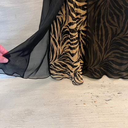 Vintage Kathy Ireland Sheer Overlay Zebra Print Chemise Slip Dress Size Medium Good Condition
