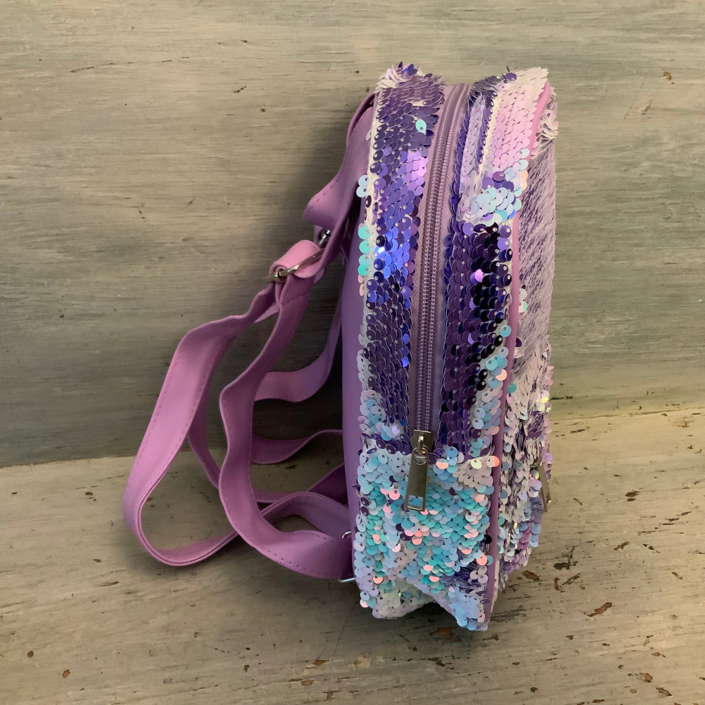 Wonder Nation Purple Reversible Sequin Backpack Purse 8x10.5x3 Like New