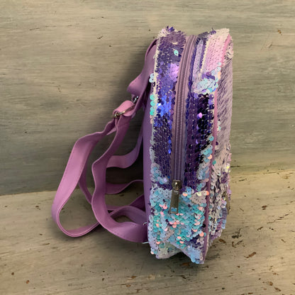 Wonder Nation Purple Reversible Sequin Backpack Purse 8x10.5x3 Like New
