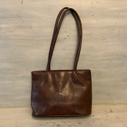 Bueno Brown Faux Leather Snakeskin Shoulder Bag Purse Good Condition