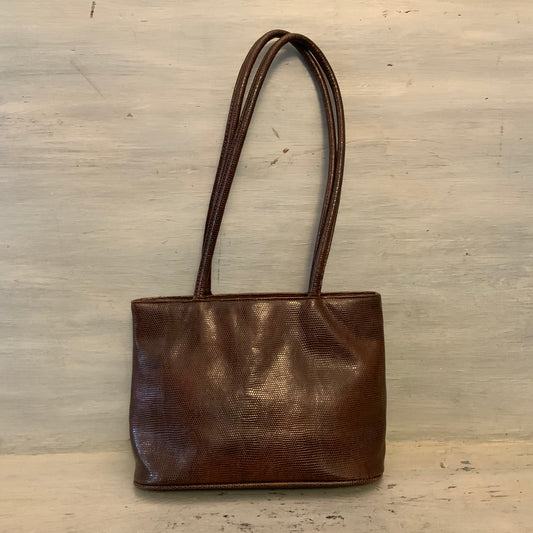 Bueno Brown Faux Leather Snakeskin Shoulder Bag Purse Good Condition