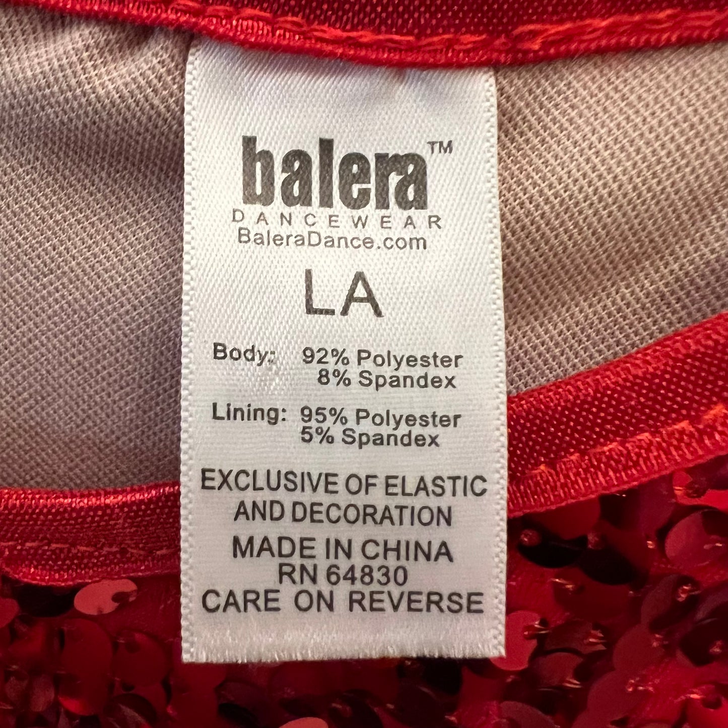 Balera Dance Wear Red Sequined Open Razor Back Tank Top Large Good Condition