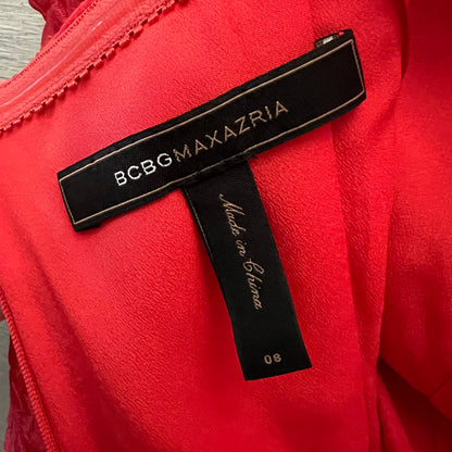 BCBGMaxazria Strapless Red Shimmer Embossed Flower Mini Dress Size 8 New with Tags