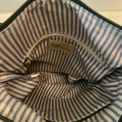 Love One Love All Faux Black Leather Crossbody Shoulder Bag Purse Good Condition