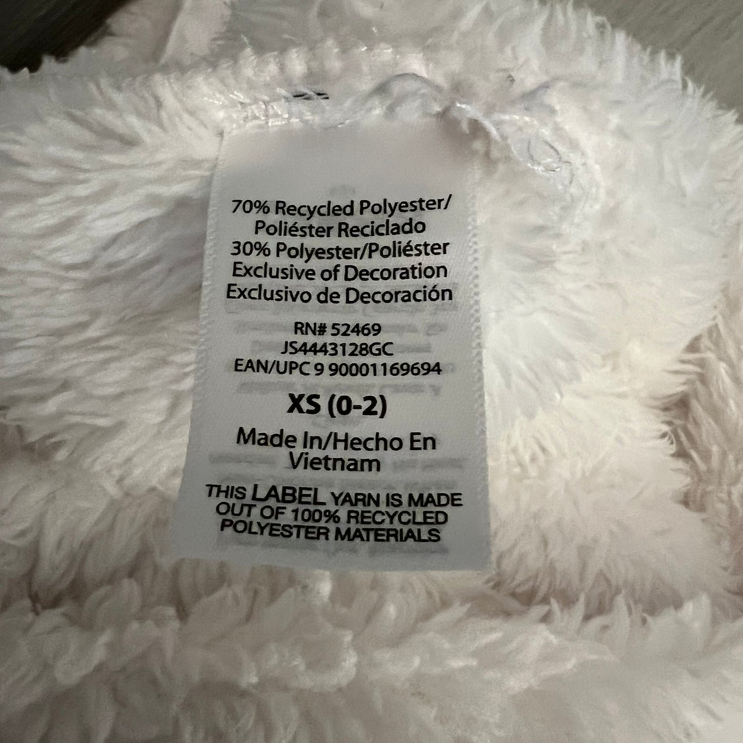 Joyspun White Sherpa Hooded Kangaroo Pocket Pullover Night Gown XS Good Condition