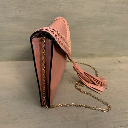 Blush Pink Faux Leather Crossbody Bag Purse Good Condition