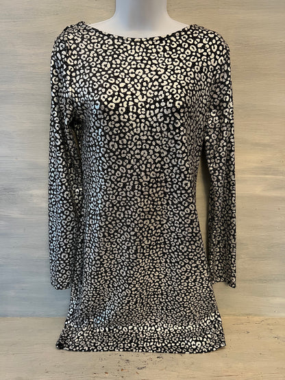 Michael Michael Kors Black Metallic Silver Leopard Print Mini Dress Size 10 New with Tags