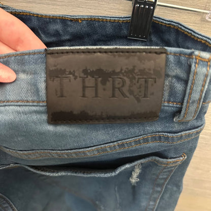 THRT 98% Cotton Jeans Graphic Design Ripped Knee Good Condition