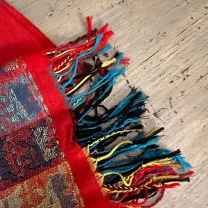 Red Multicolor Paisley Print Wrap Scarf Good Condition
