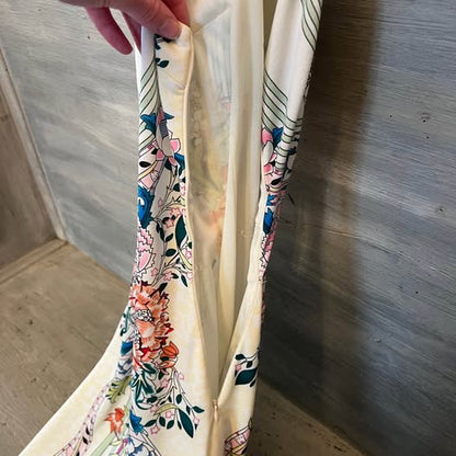 Ark & Co. Asian Inspired Floral Print Sleeveless Open Back Full Length Dress Small Like New