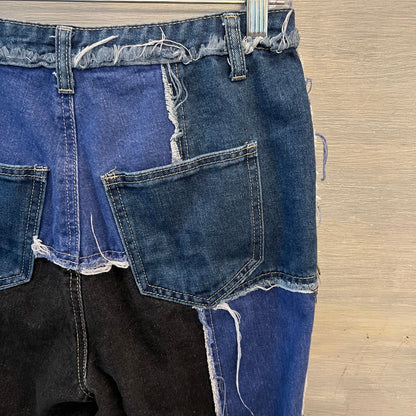 SHEIN Patchwork Denim Button Fly Fashion Jeans XS Like New