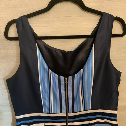 Julian Taylor Blue Fit and Flare Sleeveless Pockets Zipper Back Dress Size 14 Like New