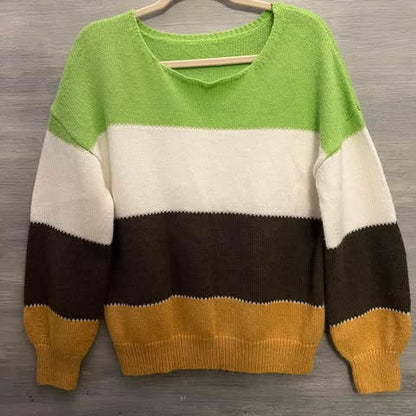Scoop Neck Balloon Sleeve Striped Sweater Size Medium Good Condition