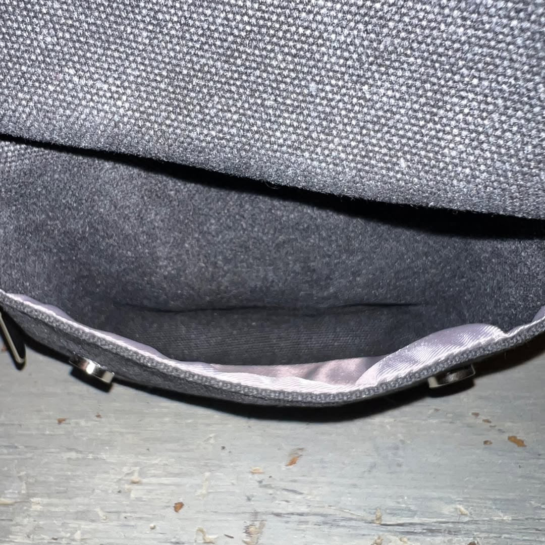 Gray Canvas Backpack Purse Adjustable Straps Zip Closure Front Pockets Like New