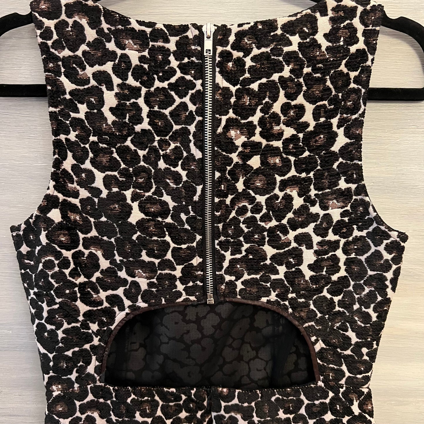 Felicity & Coco Tapestry Leopard Print Open Back Dress Size Small Good Condition