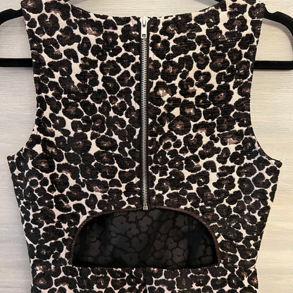 Felicity & Coco Tapestry Leopard Print Open Back Dress Size Small Good Condition