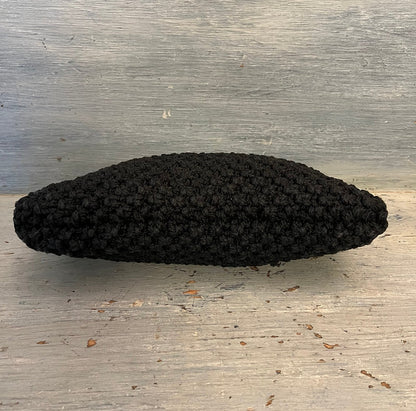 Vintage Handmade Black Beaded Macrame Clutch Handbag Purse Good Condition